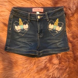 Unicorn hearts jean shorts size 10